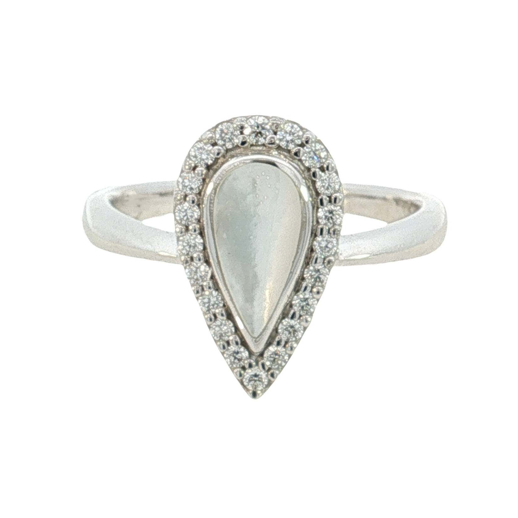 Kabana Kabana 14 Karat White Gold White Mother of Pearl and Diamond Ring