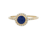 Kabana 14 Karat Yellow Gold Lapis and Diamond Halo Ring