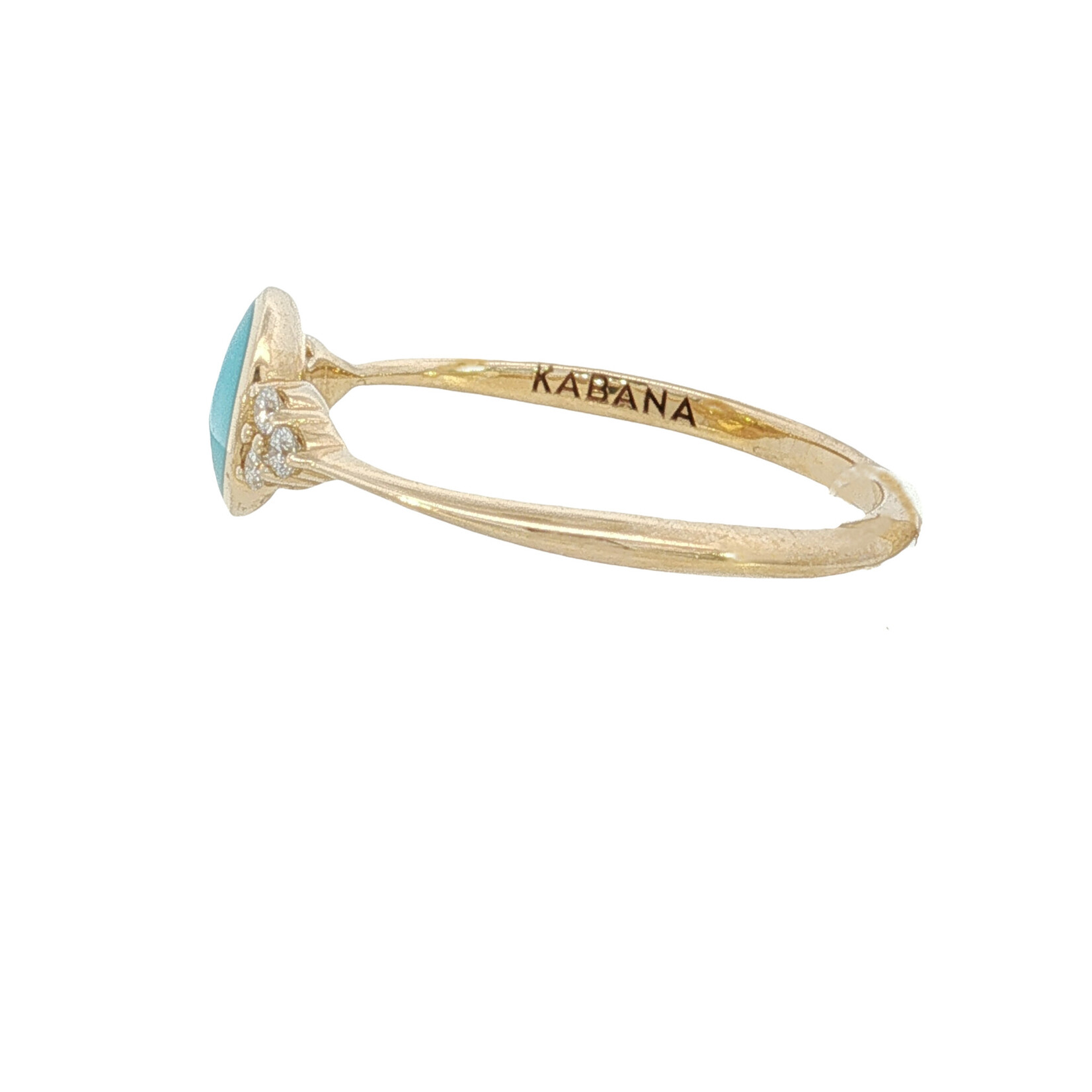Kabana Kabana 14 Karat Yellow Gold Round Turquoise and Diamond Ring