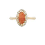 Kabana 14 Karat Yellow Gold Spiny Oyster and Diamond Ring