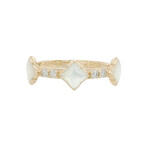 Kabana 14 Karat Yellow Gold White Mother of Pearl and Diamond Ring