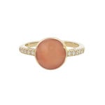 Kabana 14 Karat Yellow Gold Round Coral and Diamond Ring