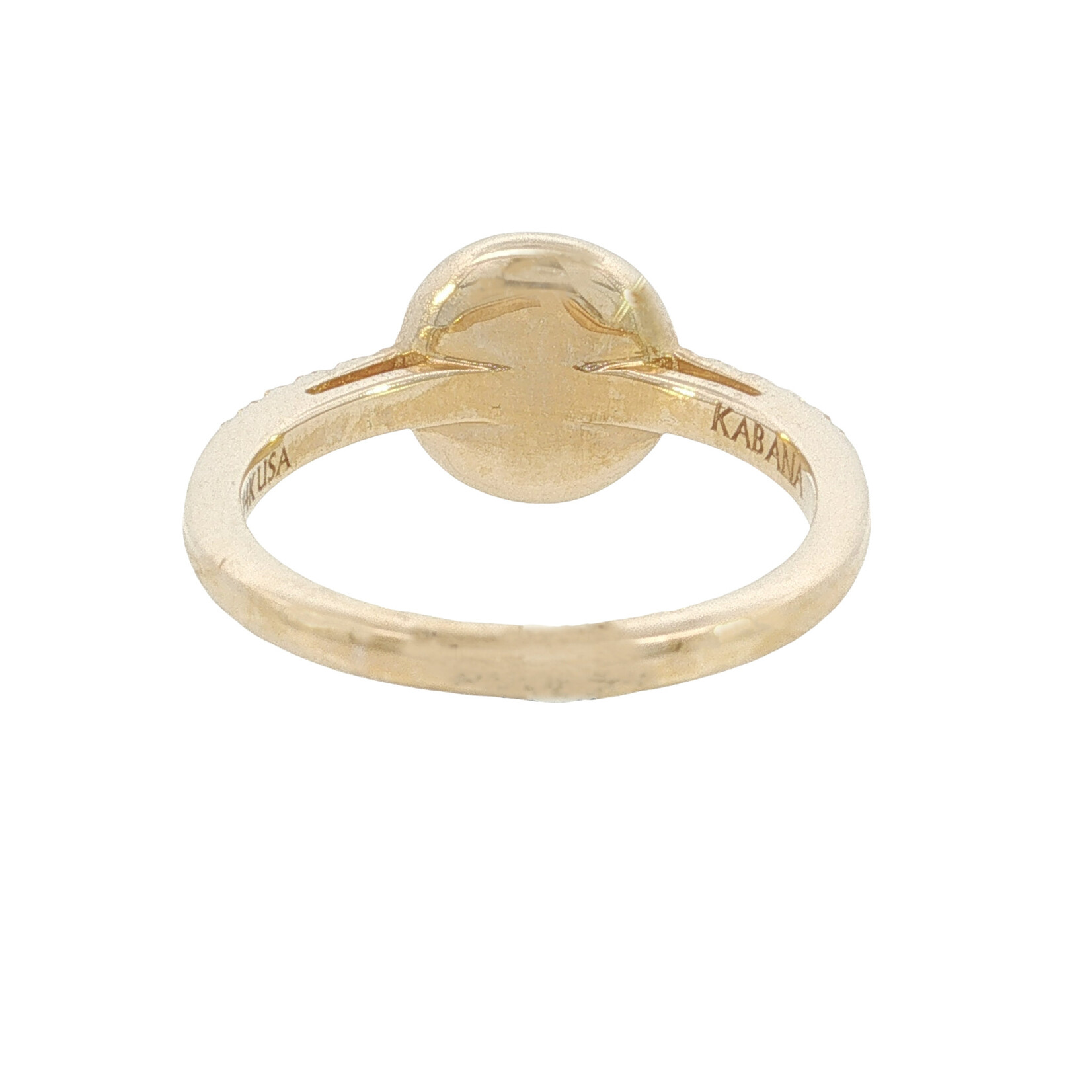 Kabana Kabana 14 Karat Yellow Gold Round Coral and Diamond Ring