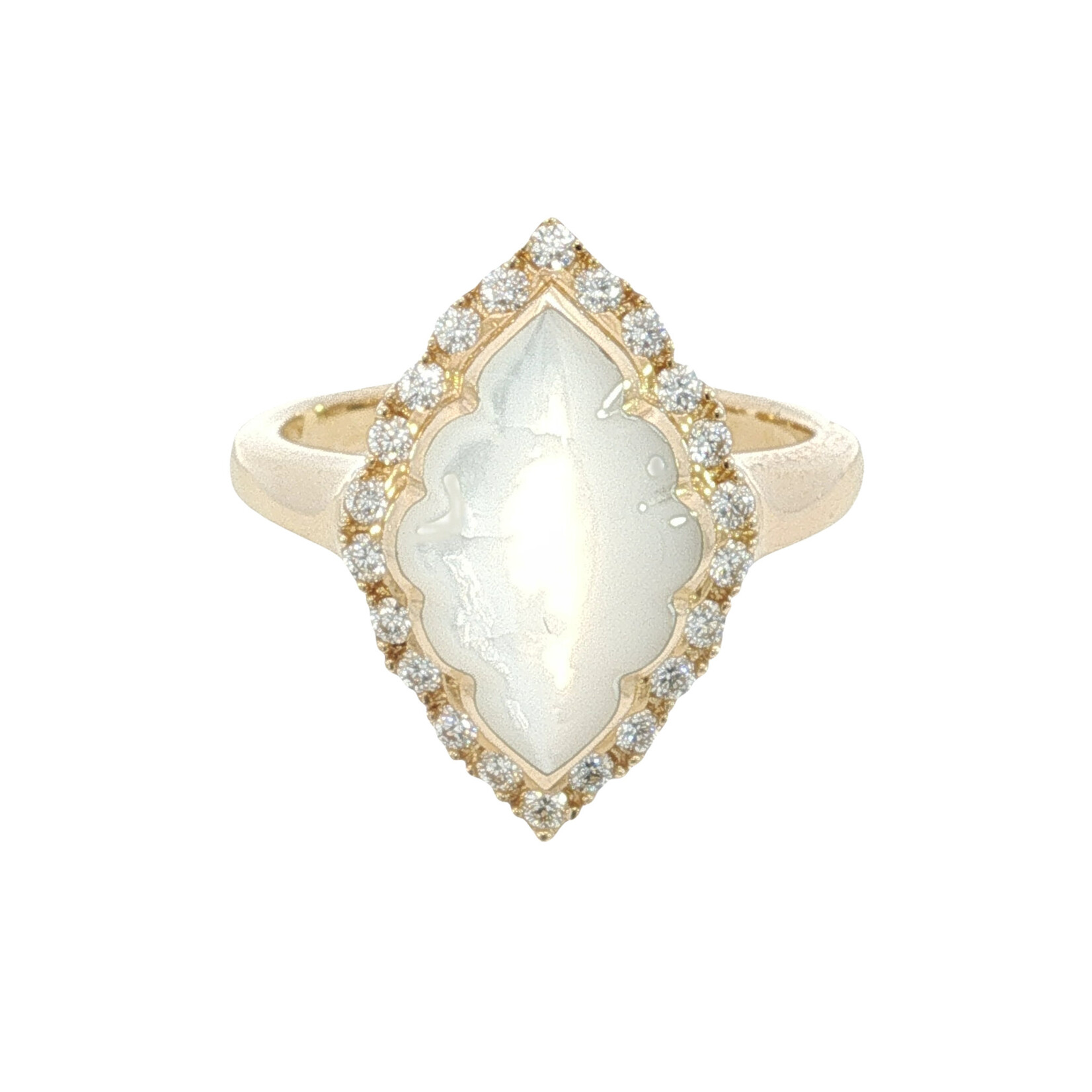 Kabana Kabana 14 Karat Yellow Gold Mother of Pearl and Diamond Ring
