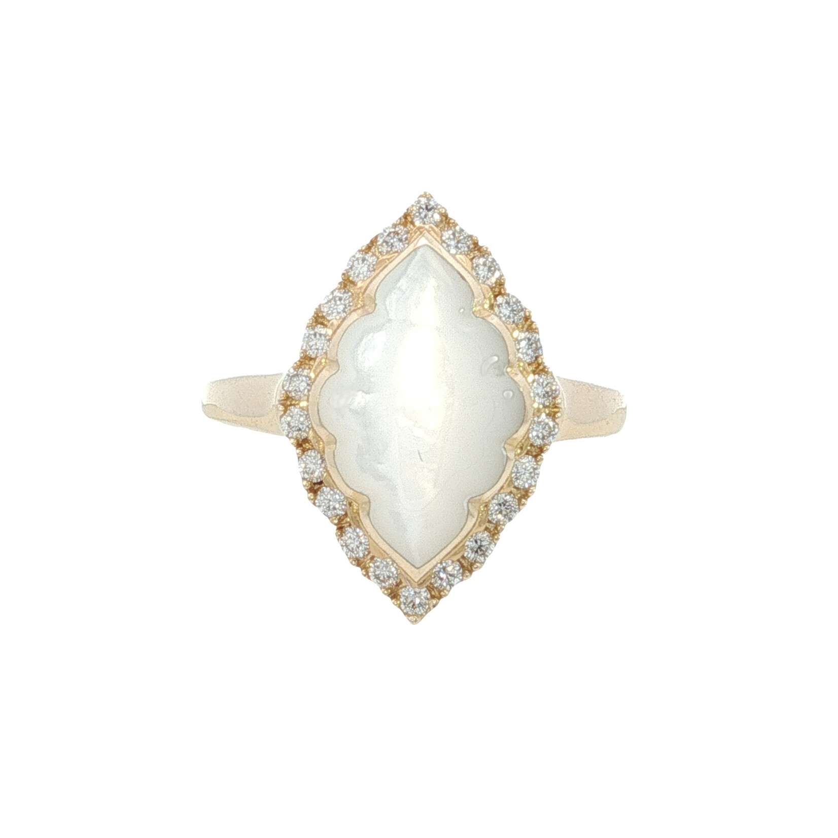 Kabana Kabana 14 Karat Yellow Gold Mother of Pearl and Diamond Ring