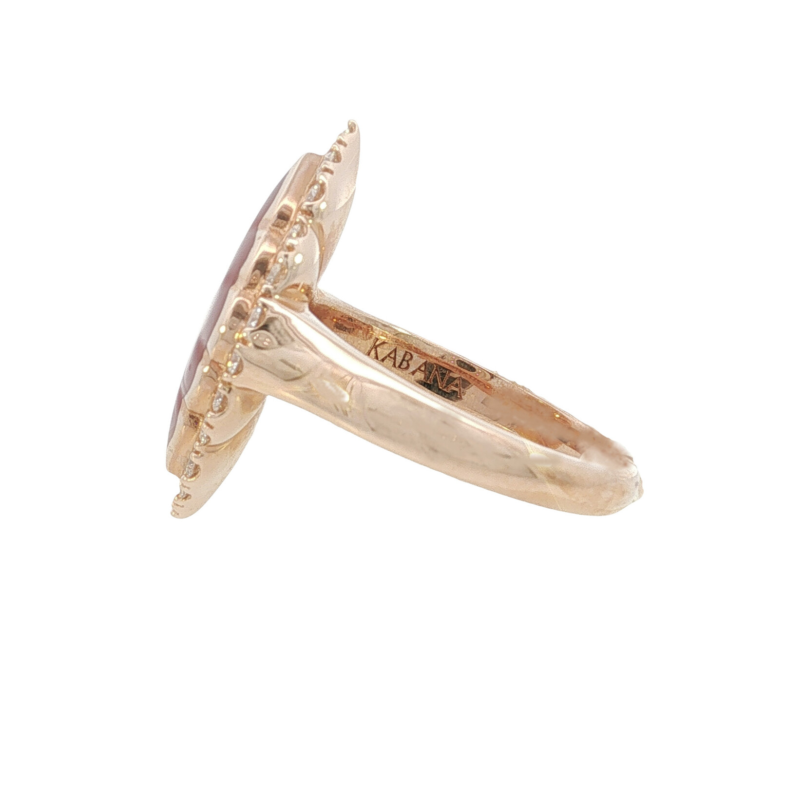 Kabana Kabana 14 Karat Rose Gold Pink Mother of Pearl and Diamond Ring