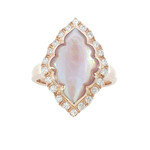 Kabana 14 Karat Rose Gold Pink Mother of Pearl and Diamond Ring