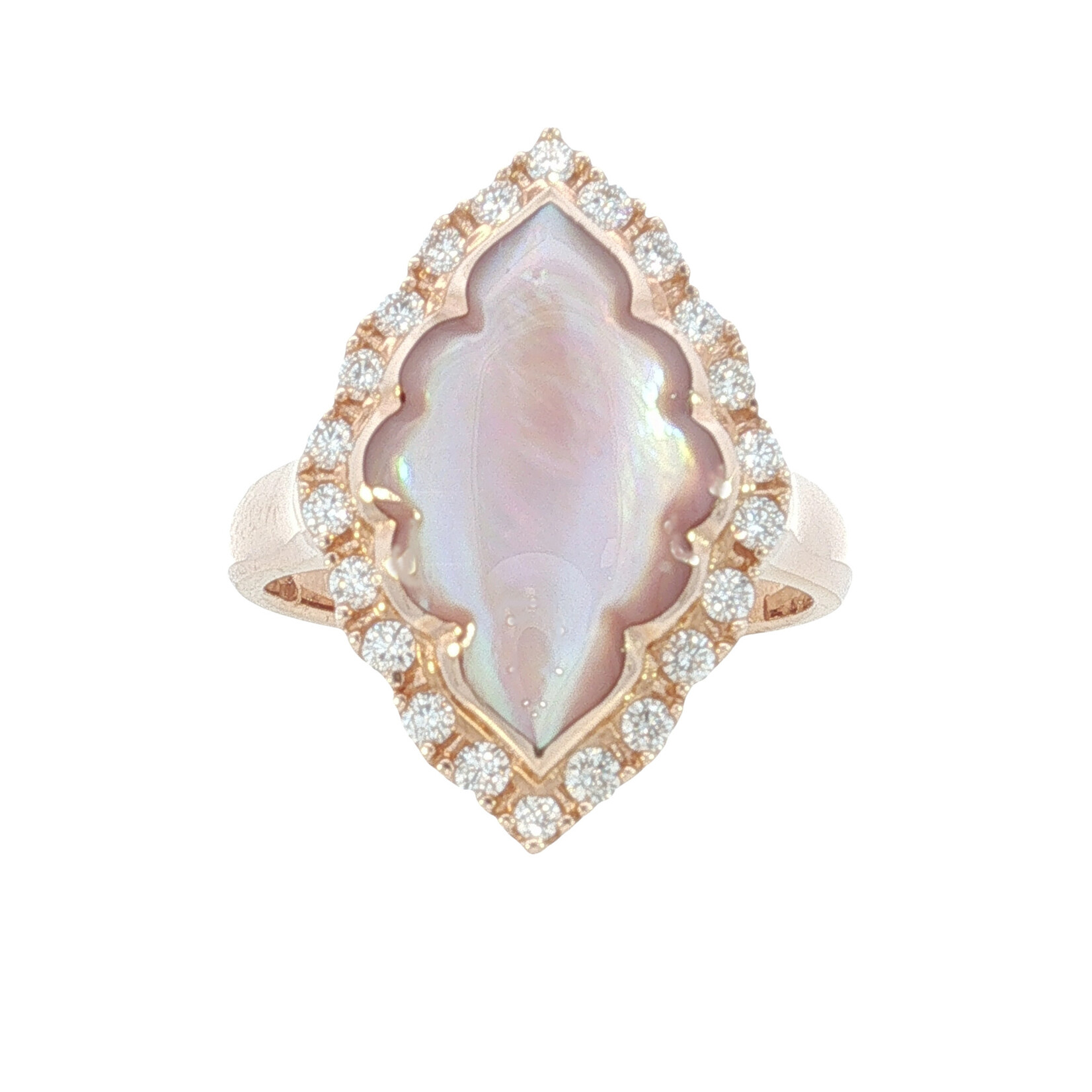 Kabana Kabana 14 Karat Rose Gold Pink Mother of Pearl and Diamond Ring