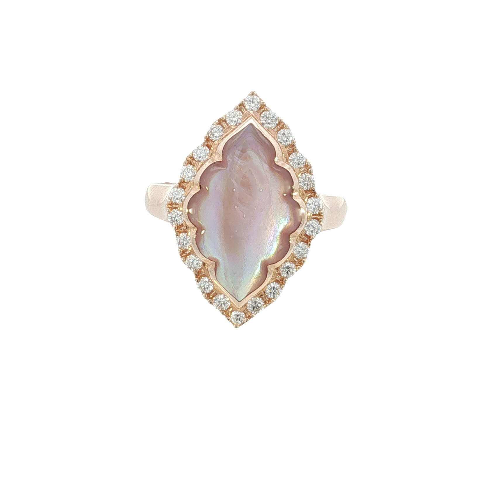 Kabana Kabana 14 Karat Rose Gold Pink Mother of Pearl and Diamond Ring