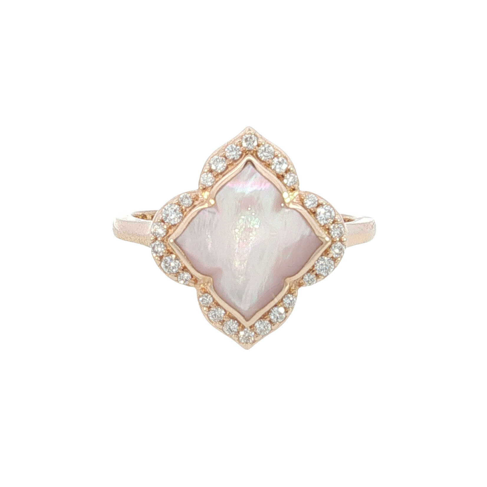 Kabana Kabana 14 Karat Rose Gold Pink Mother of Pearl and Diamond Ring