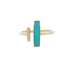 Kabana 14 Karat Yellow Gold Turquoise and Diamond Ring