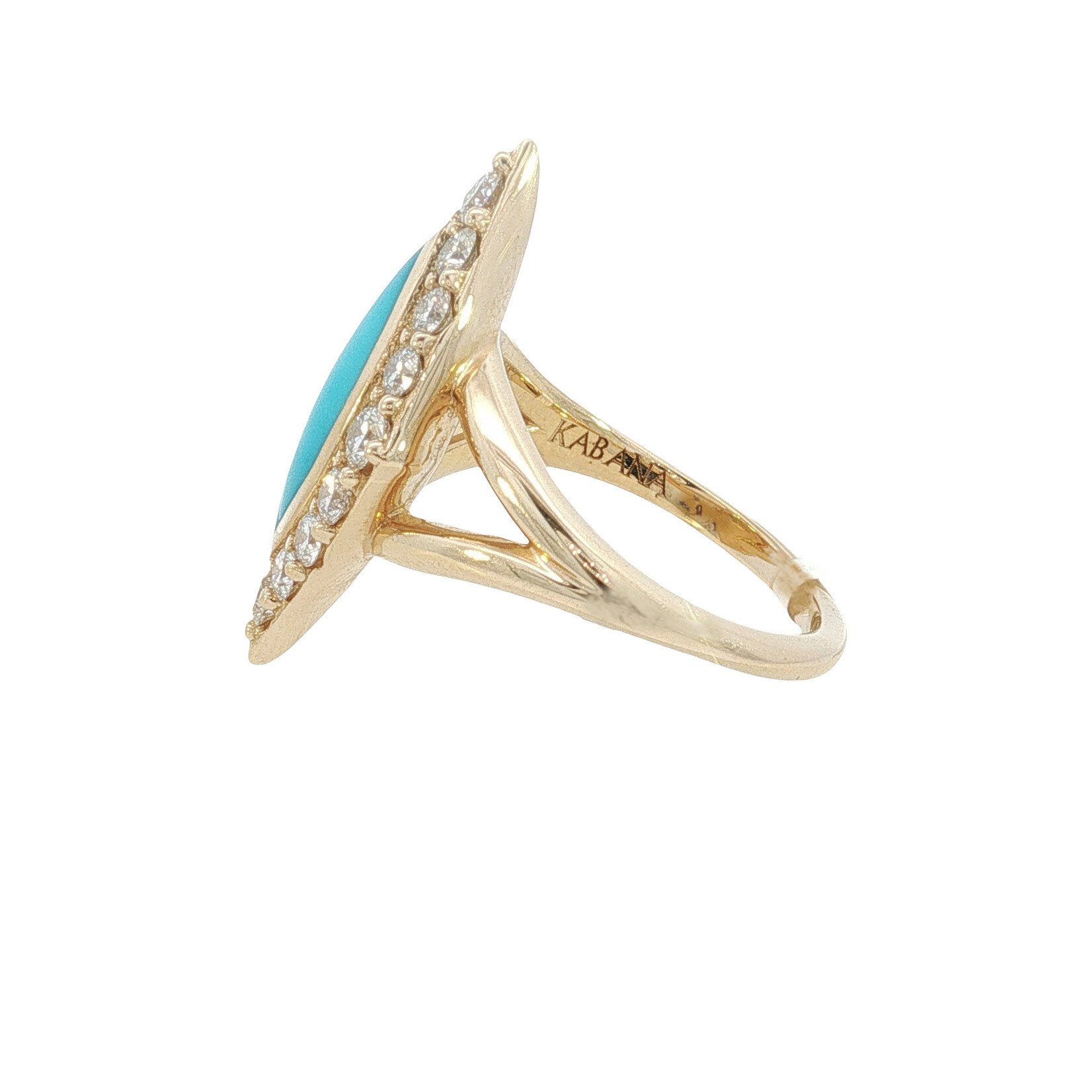 Kabana Kabana 14 Karat Yellow Gold Turquoise and Diamond Ring
