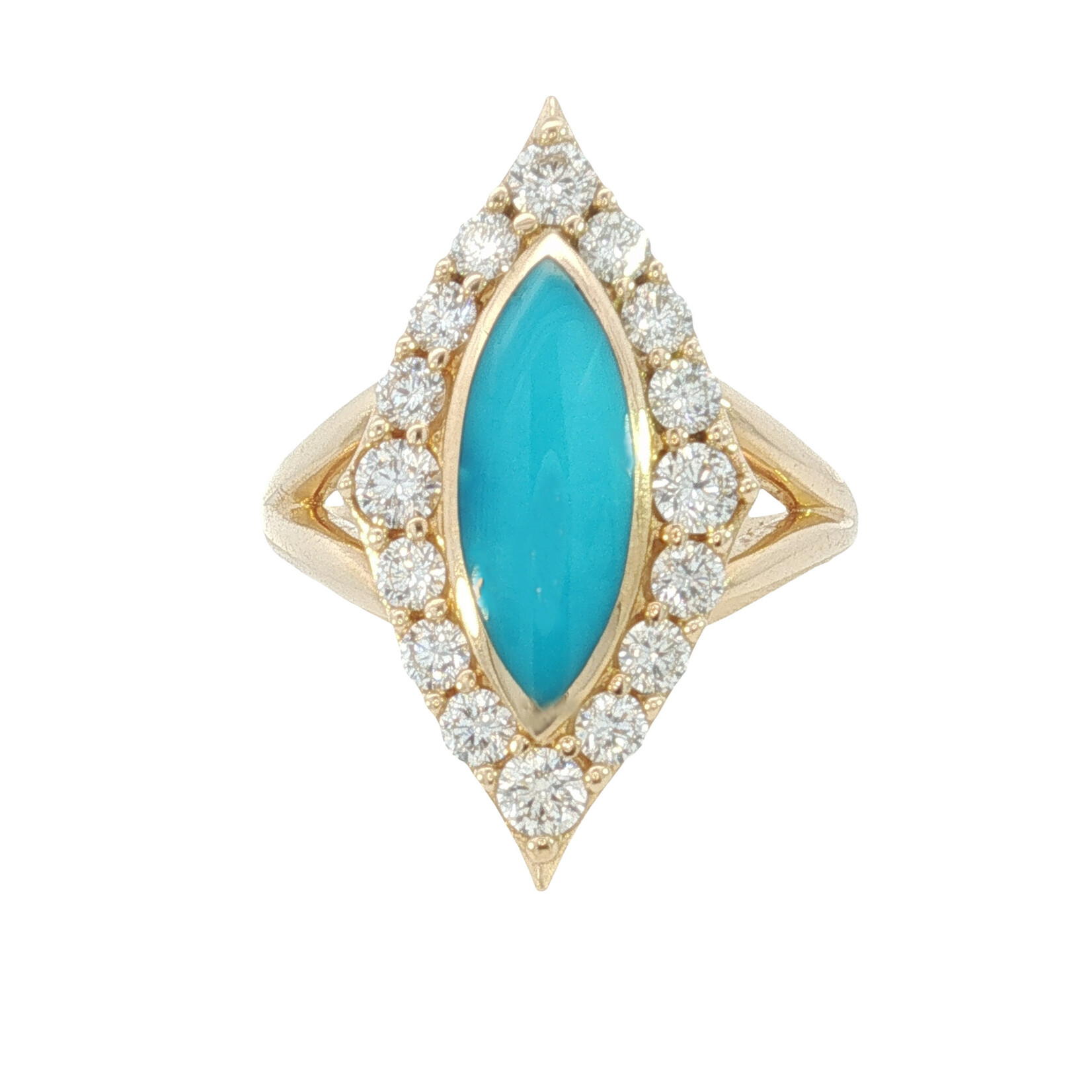 Kabana Kabana 14 Karat Yellow Gold Turquoise and Diamond Ring