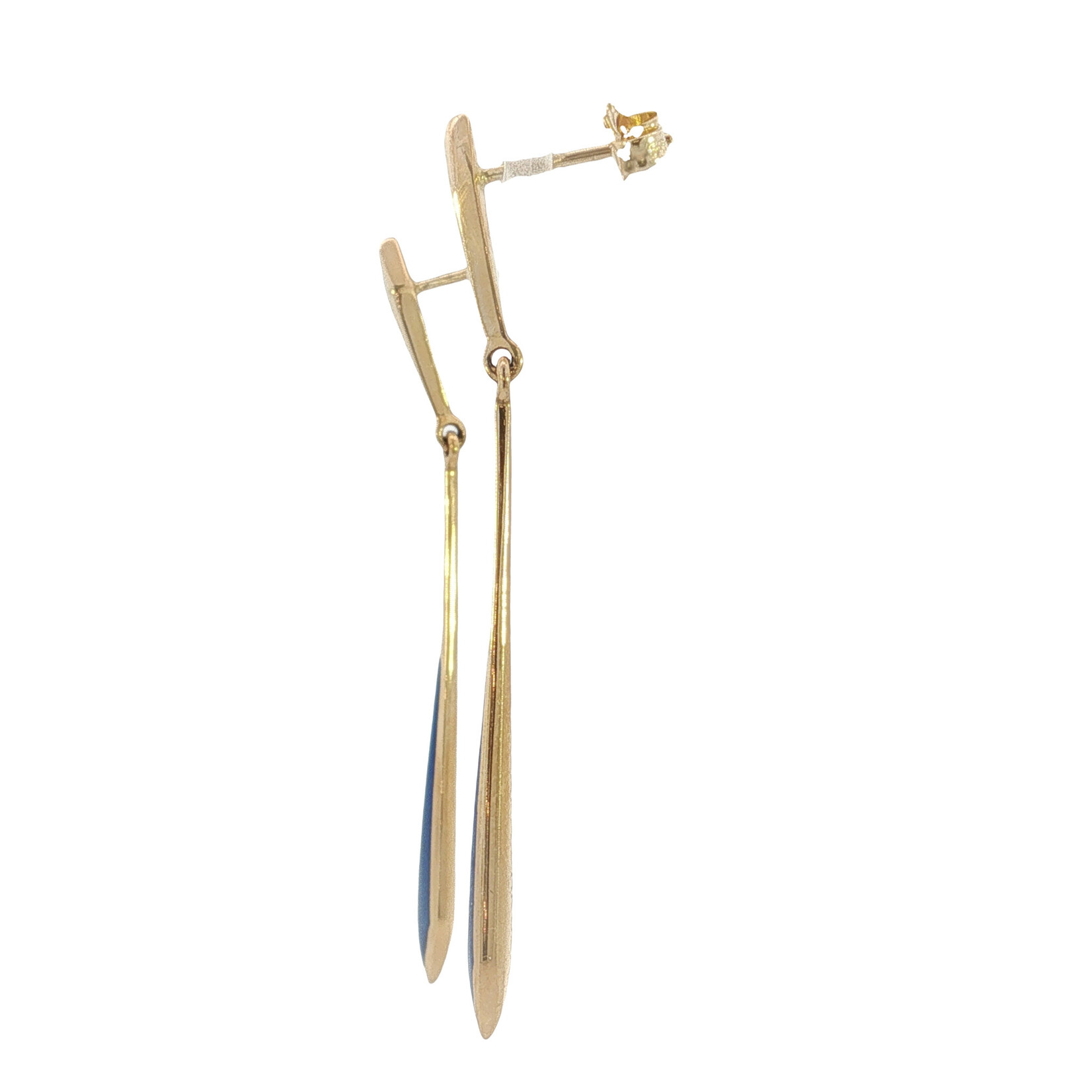 Kabana Kabana 14 Karat Yellow Gold Elongated Lapis Earrings