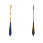 Kabana 14 Karat Yellow Gold Elongated Lapis Earrings