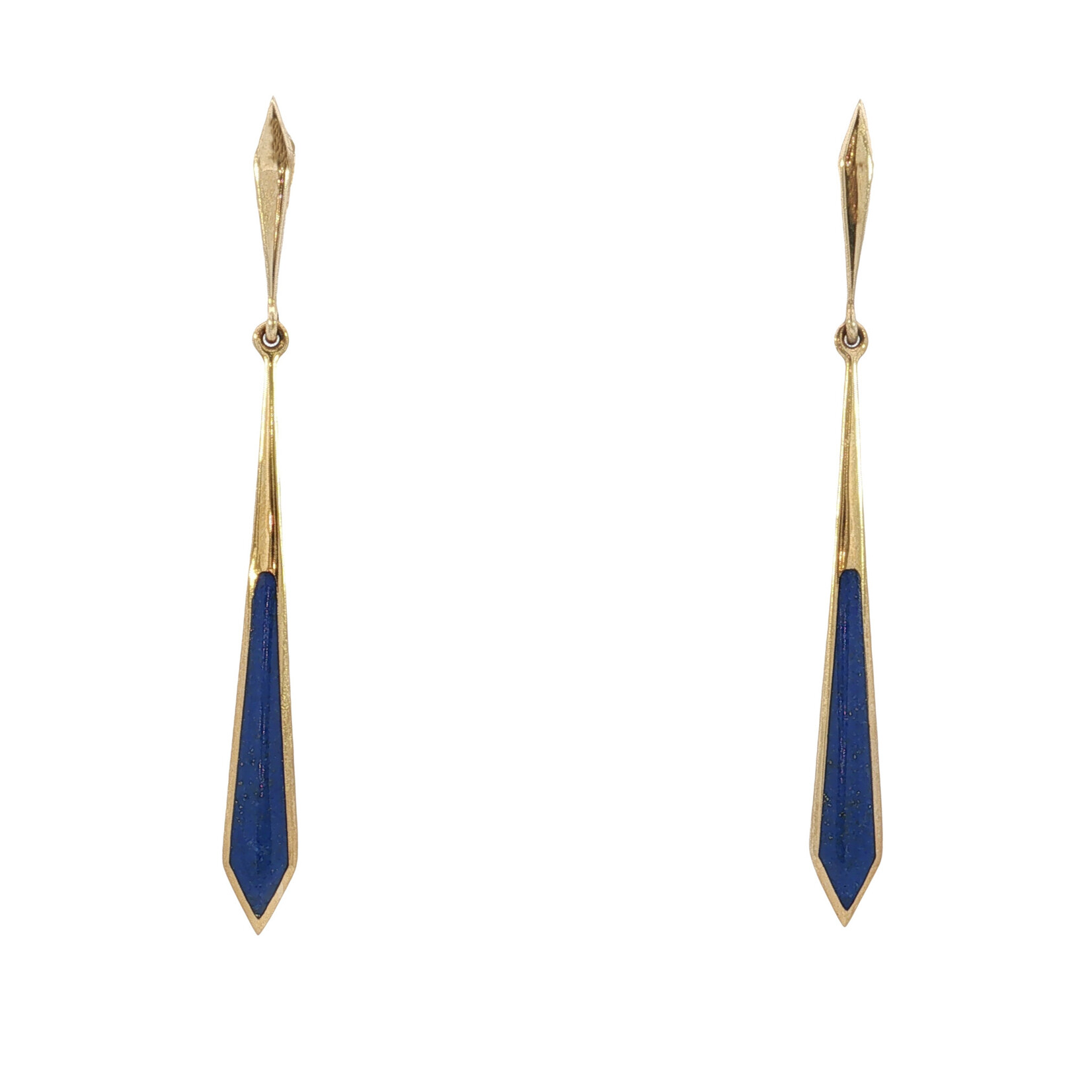 Kabana Kabana 14 Karat Yellow Gold Elongated Lapis Earrings