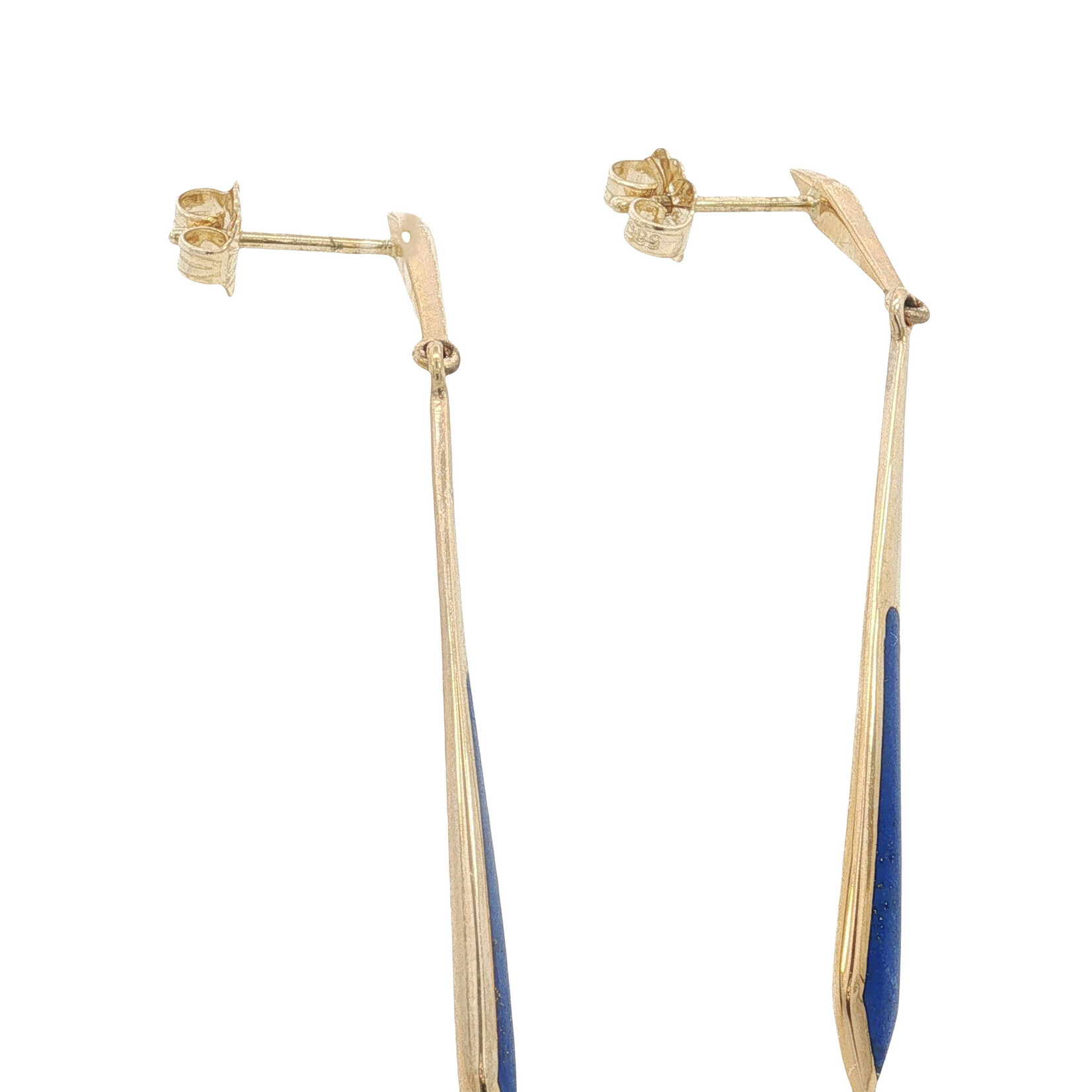 Kabana Kabana 14 Karat Yellow Gold Elongated Lapis Earrings