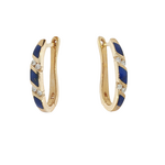 Kabana 14 Karat Yellow Gold Lapis and Diamond Hoop Earrings