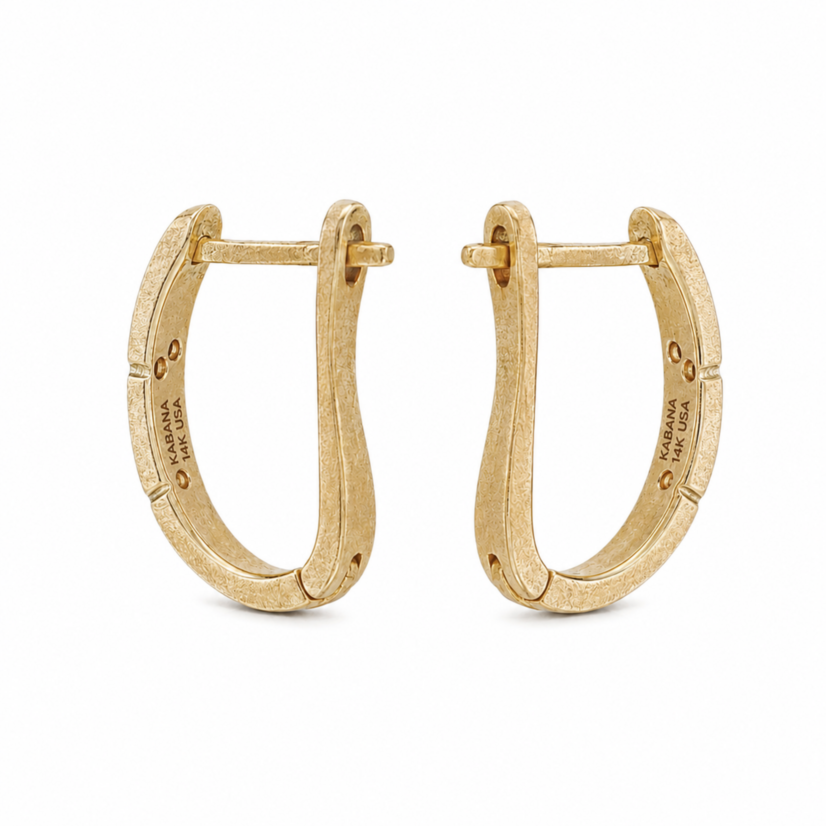 Kabana Kabana 14 Karat Yellow Gold Lapis and Diamond Hoop Earrings
