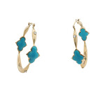 Kabana 14 Karat Yellow Gold Turquoise and Diamond Hoops