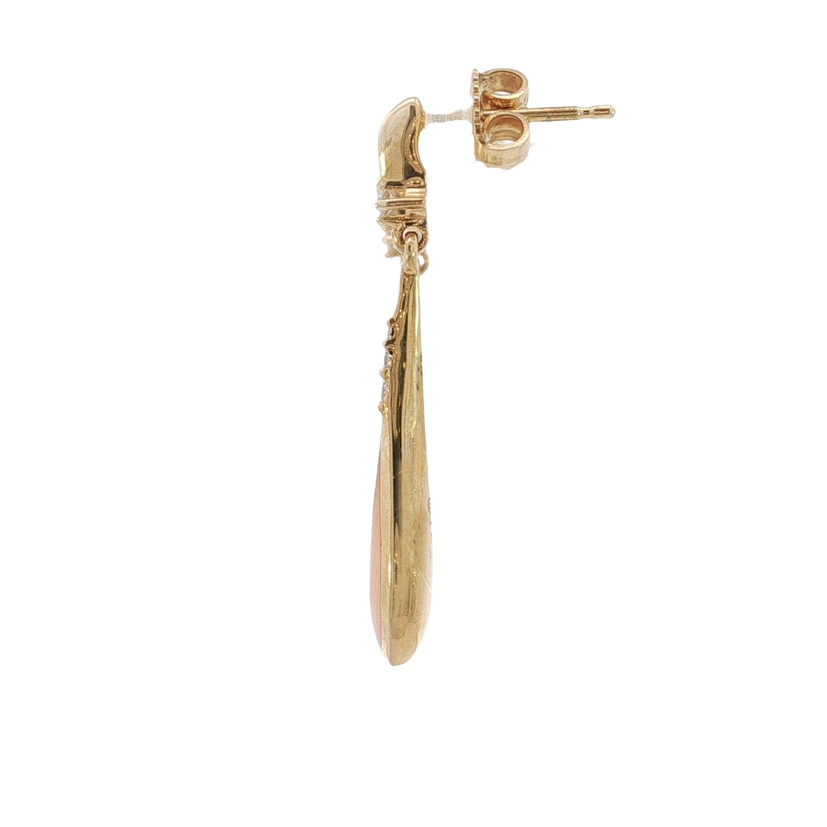 Kabana Kabana 14 Karat Yellow Gold Coral and Diamond Teardrop Earrings