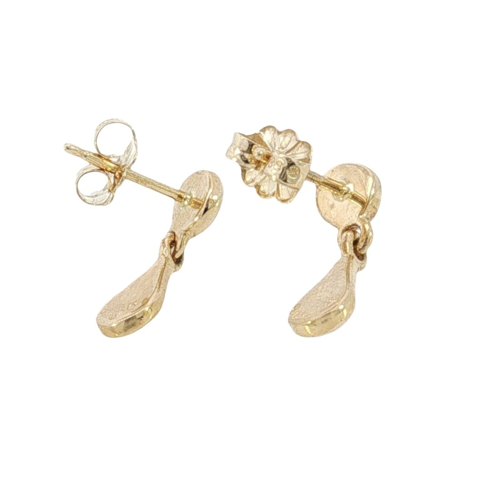 Kabana Kabana 14 Karat Yellow Gold White Mother of Pearl Inlay Earrings
