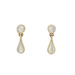 Kabana 14 Karat Yellow Gold White Mother of Pearl Inlay Earrings