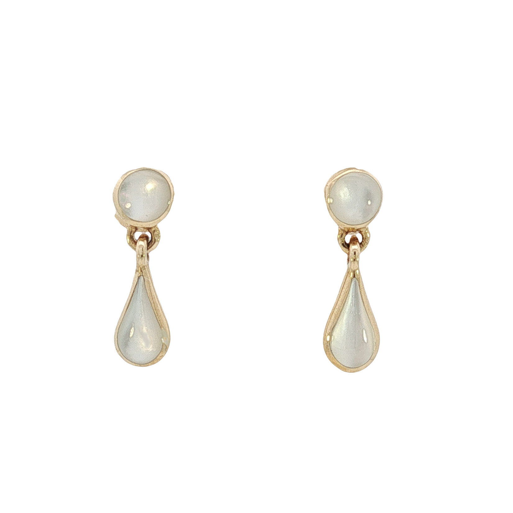 Kabana Kabana 14 Karat Yellow Gold White Mother of Pearl Inlay Earrings