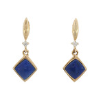 Kabana 14 Karat Yellow Gold Lapis and Diamond Earrings