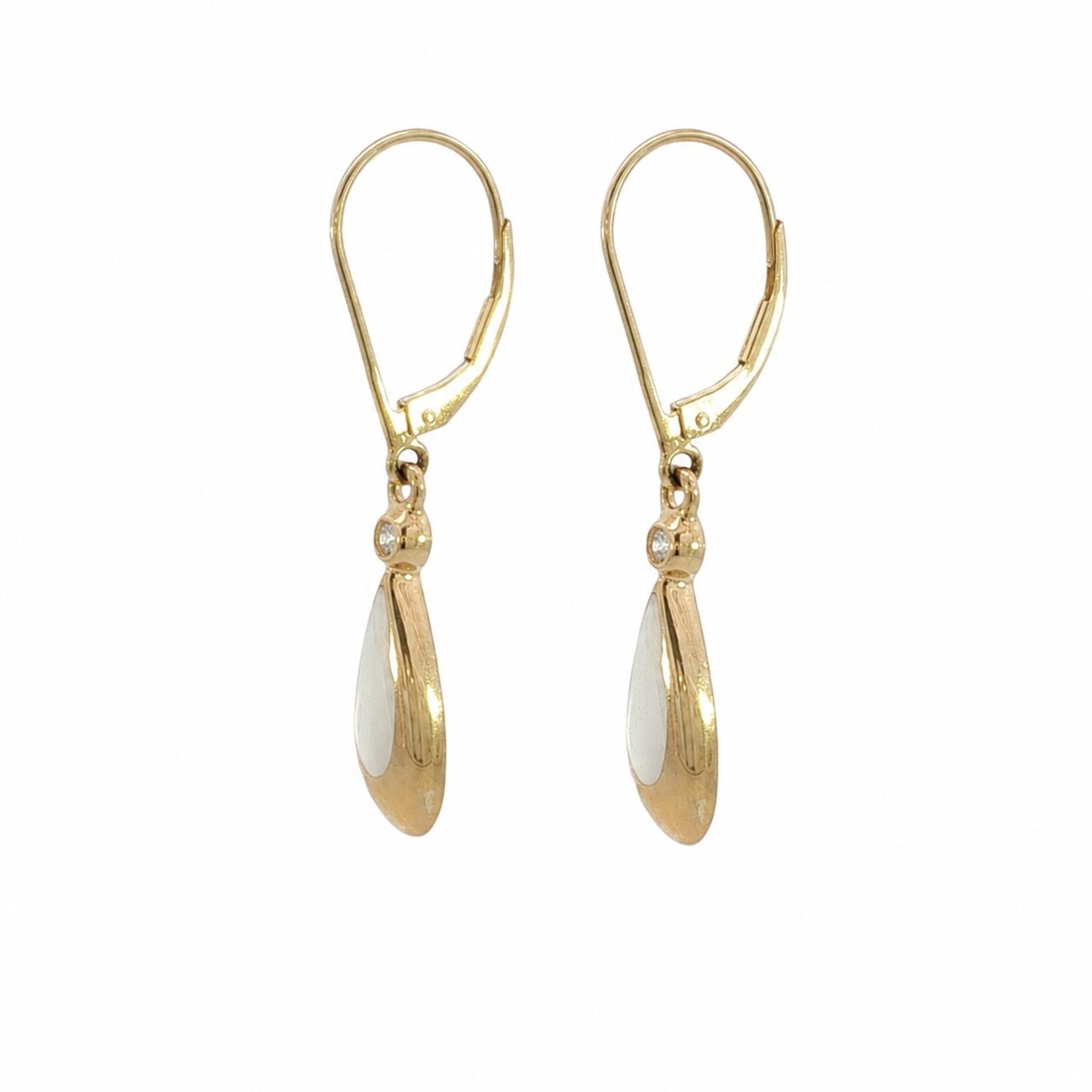 Kabana Kabana 14 Karat Yellow Gold White Mother of Pearl Teardrop Earrings