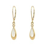 Kabana 14 Karat Yellow Gold White Mother of Pearl Teardrop Earrings
