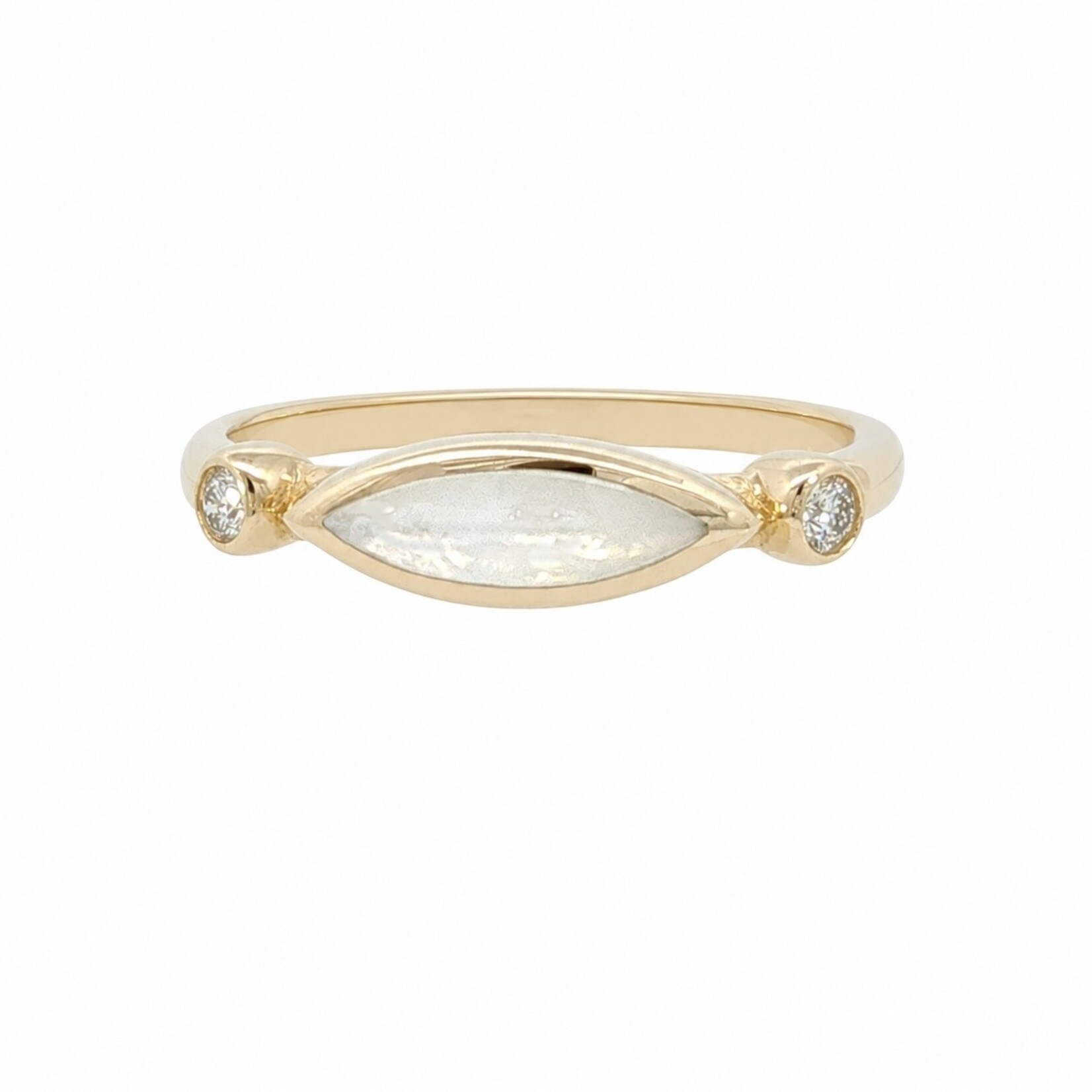 Kabana Kabana 14 Karat Yellow Gold White Mother of Pearl Inlay Ring