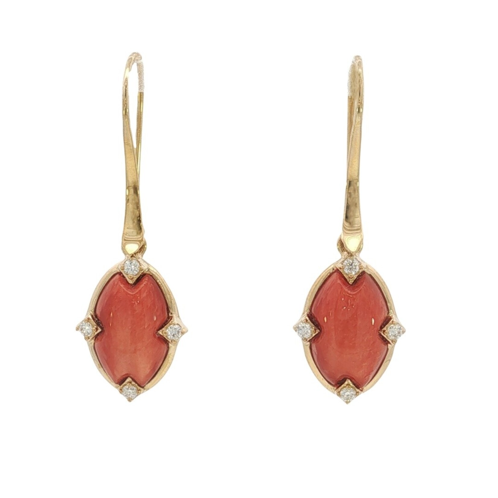 Kabana Kabana 14 Karat Yellow Gold Spiny Oyster and Diamond Earrings