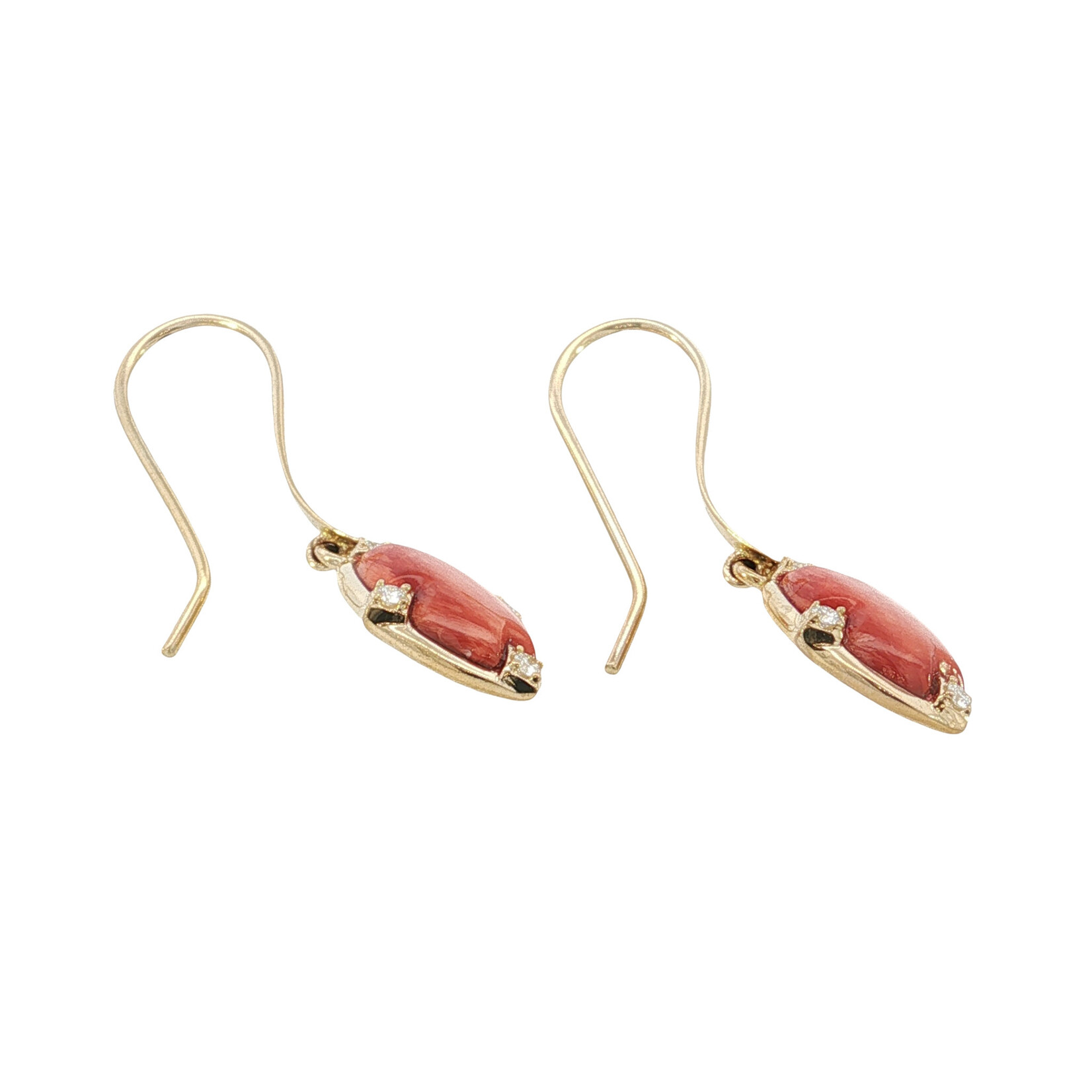 Kabana Kabana 14 Karat Yellow Gold Spiny Oyster and Diamond Earrings