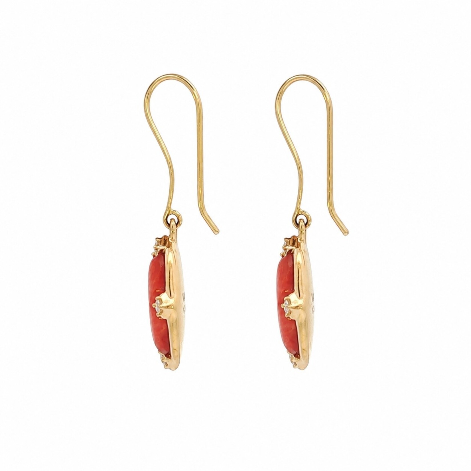 Kabana Kabana 14 Karat Yellow Gold Spiny Oyster and Diamond Earrings