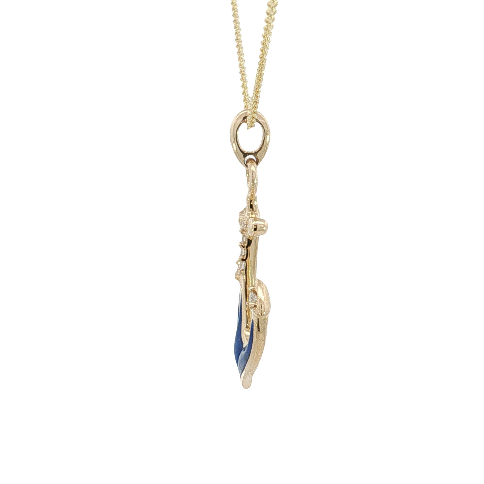 Kabana Kabana 14 Karat Yellow Gold Lapis and Diamond Anchor Necklace