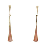 Kabana 14 Karat Yellow Gold Coral and Diamond Triangle Earrings