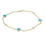 Kabana 14 Karat Yellow Gold Turquoise and Diamond Bracelet