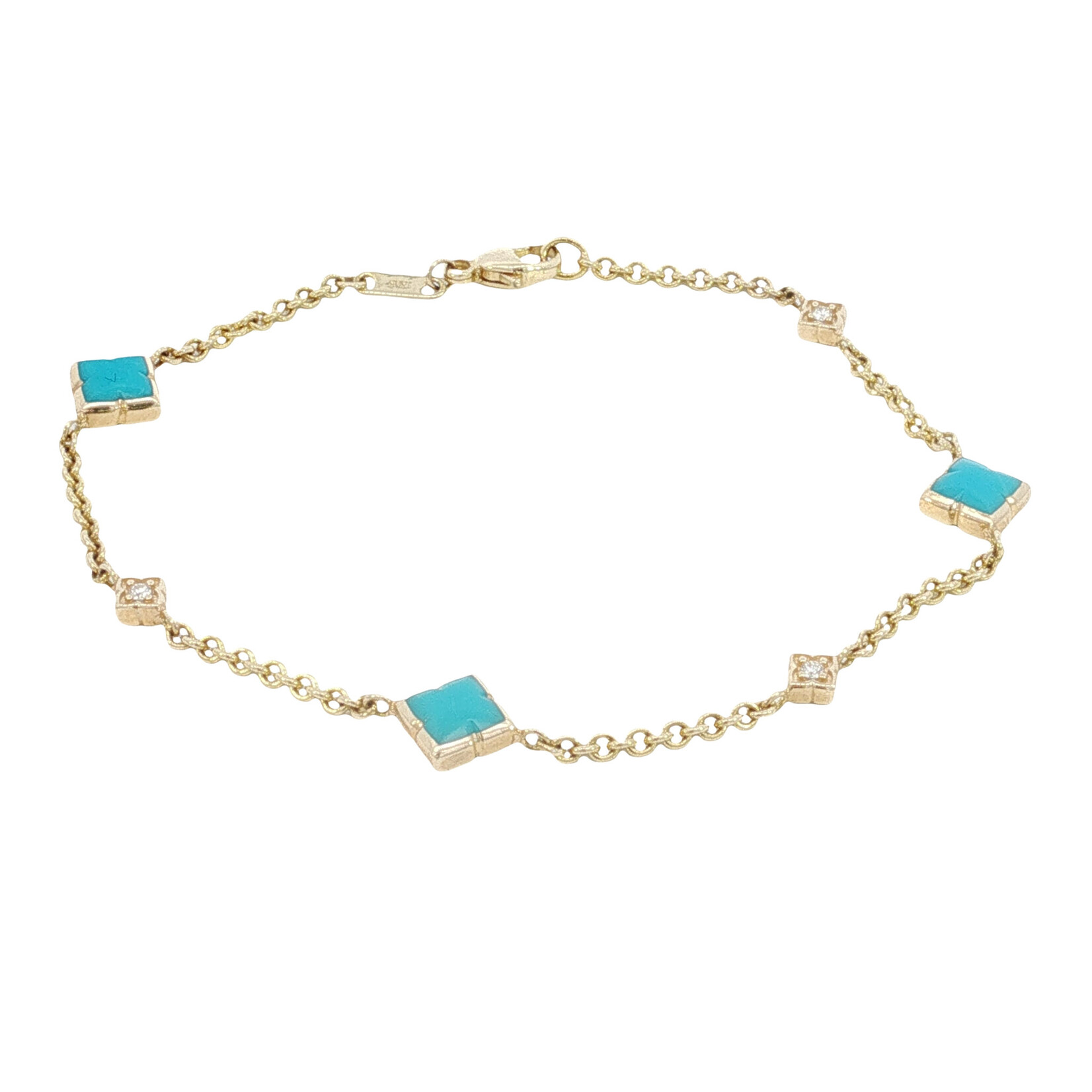 Kabana Kabana 14 Karat Yellow Gold Turquoise and Diamond Bracelet