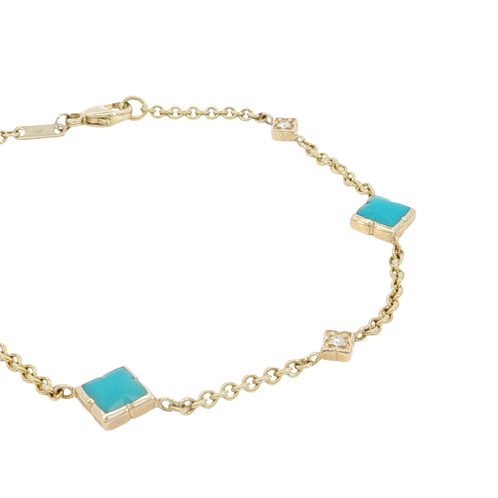 Kabana Kabana 14 Karat Yellow Gold Turquoise and Diamond Bracelet