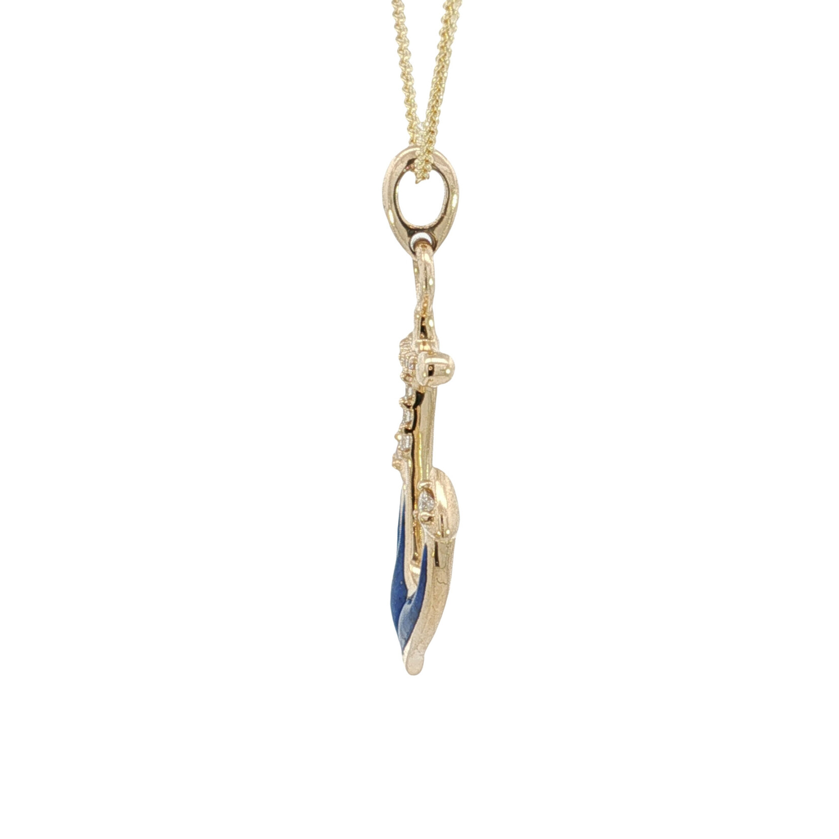 Kabana Kabana Large 14 Karat Yellow Gold Lapis and Diamond Anchor Necklace