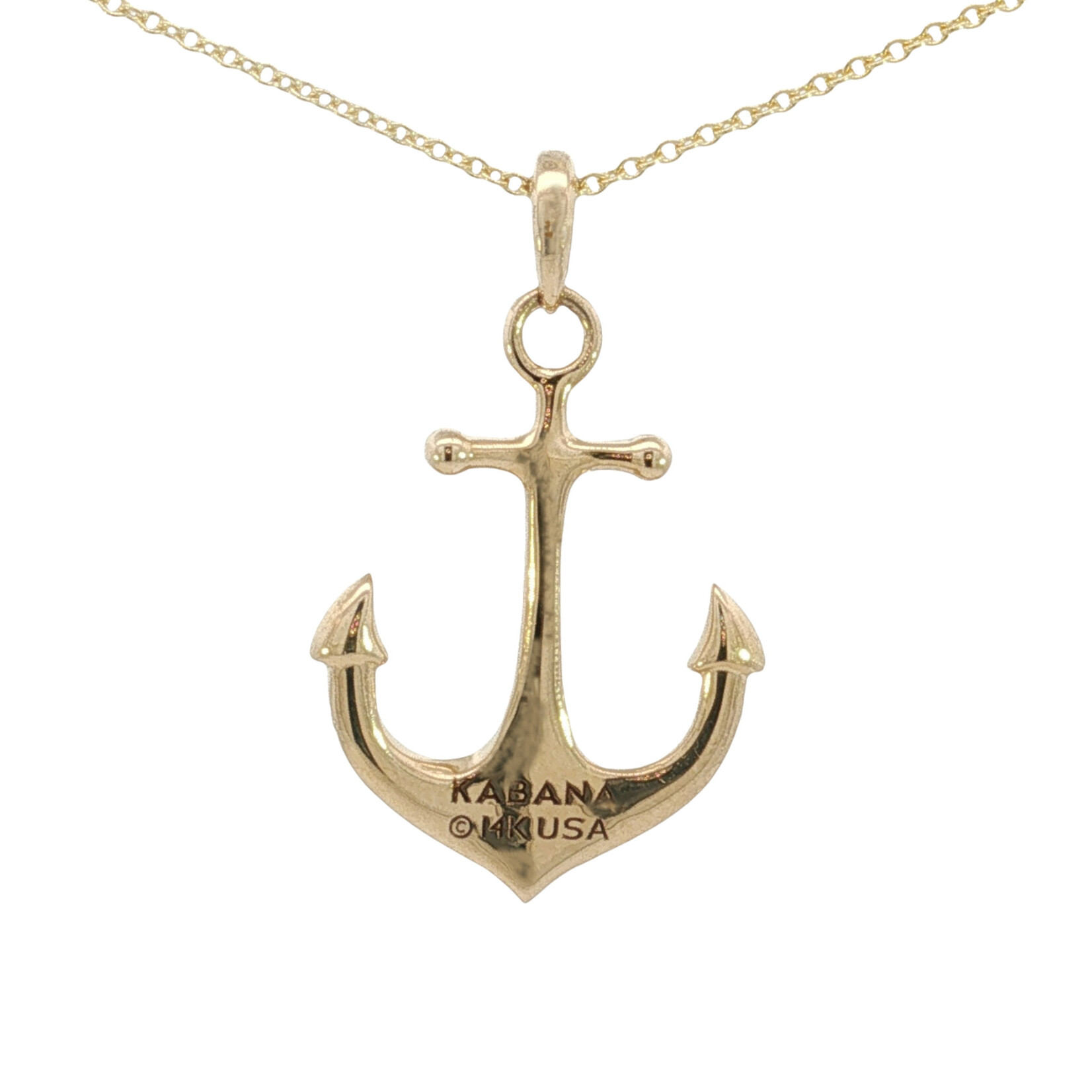 Kabana Kabana Large 14 Karat Yellow Gold Lapis and Diamond Anchor Necklace