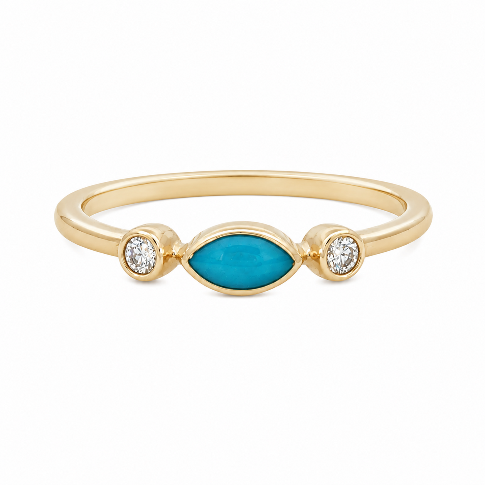 Kabana Kabana 14 Karat Yellow Gold Marquise Turquoise and Diamond Ring