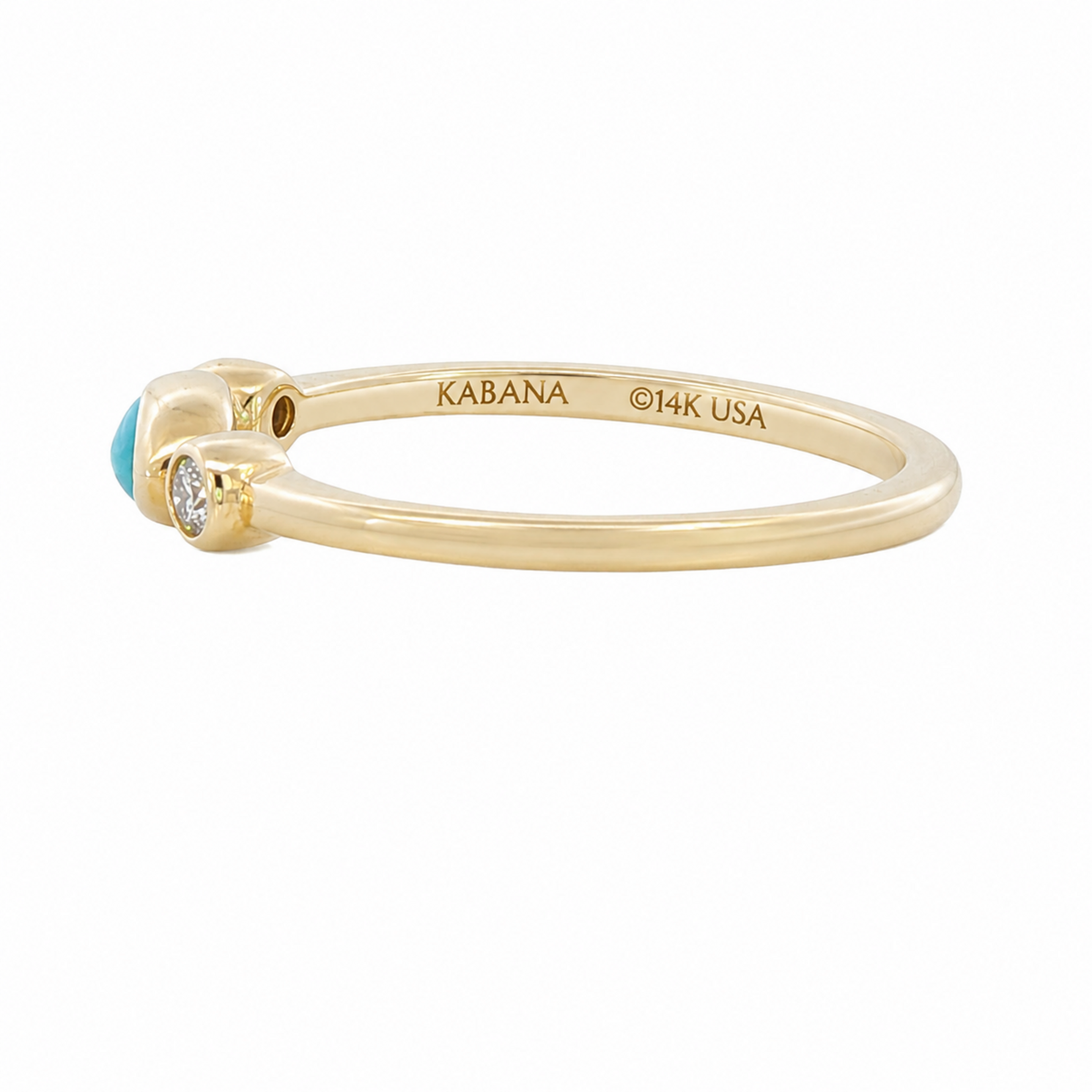 Kabana Kabana 14 Karat Yellow Gold Marquise Turquoise and Diamond Ring