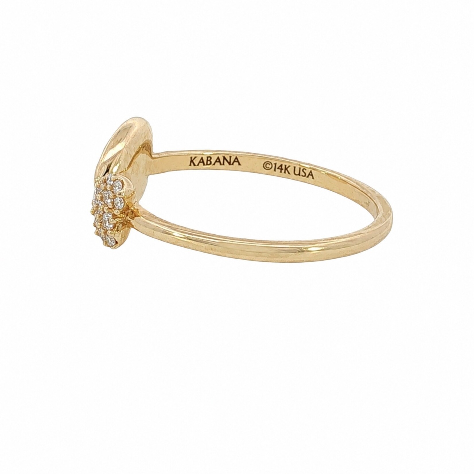 Kabana Kabana 14 Karat Yellow Gold Pink Mother of Pearl Heart and Diamond Ring