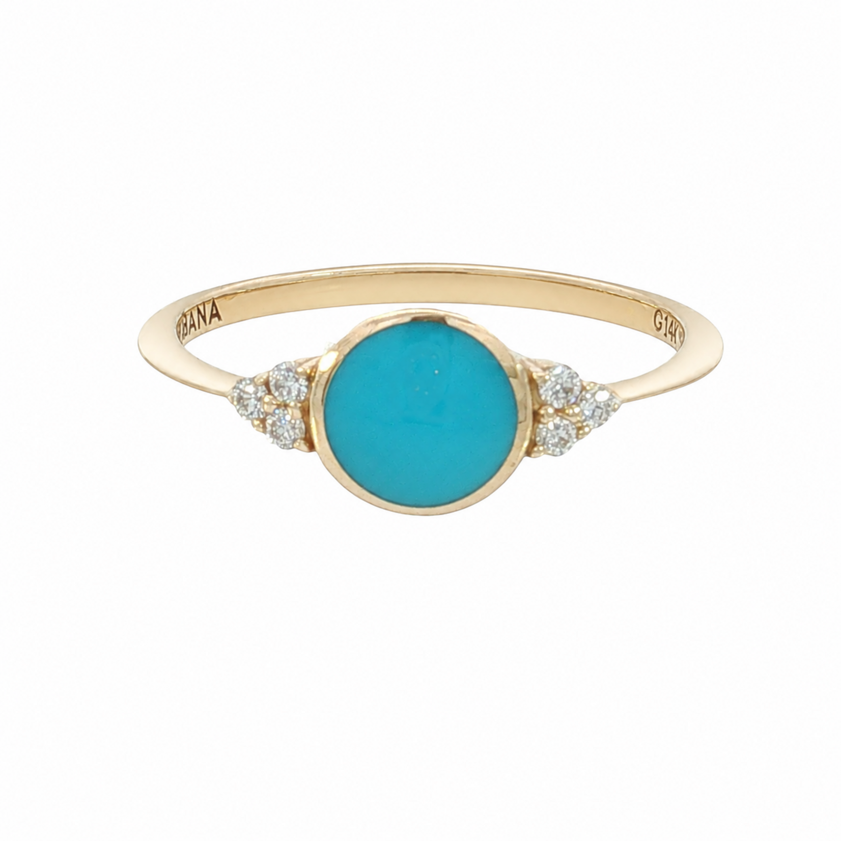 Kabana Kabana 14 Karat Yellow Gold Round Turquoise and Diamond Ring