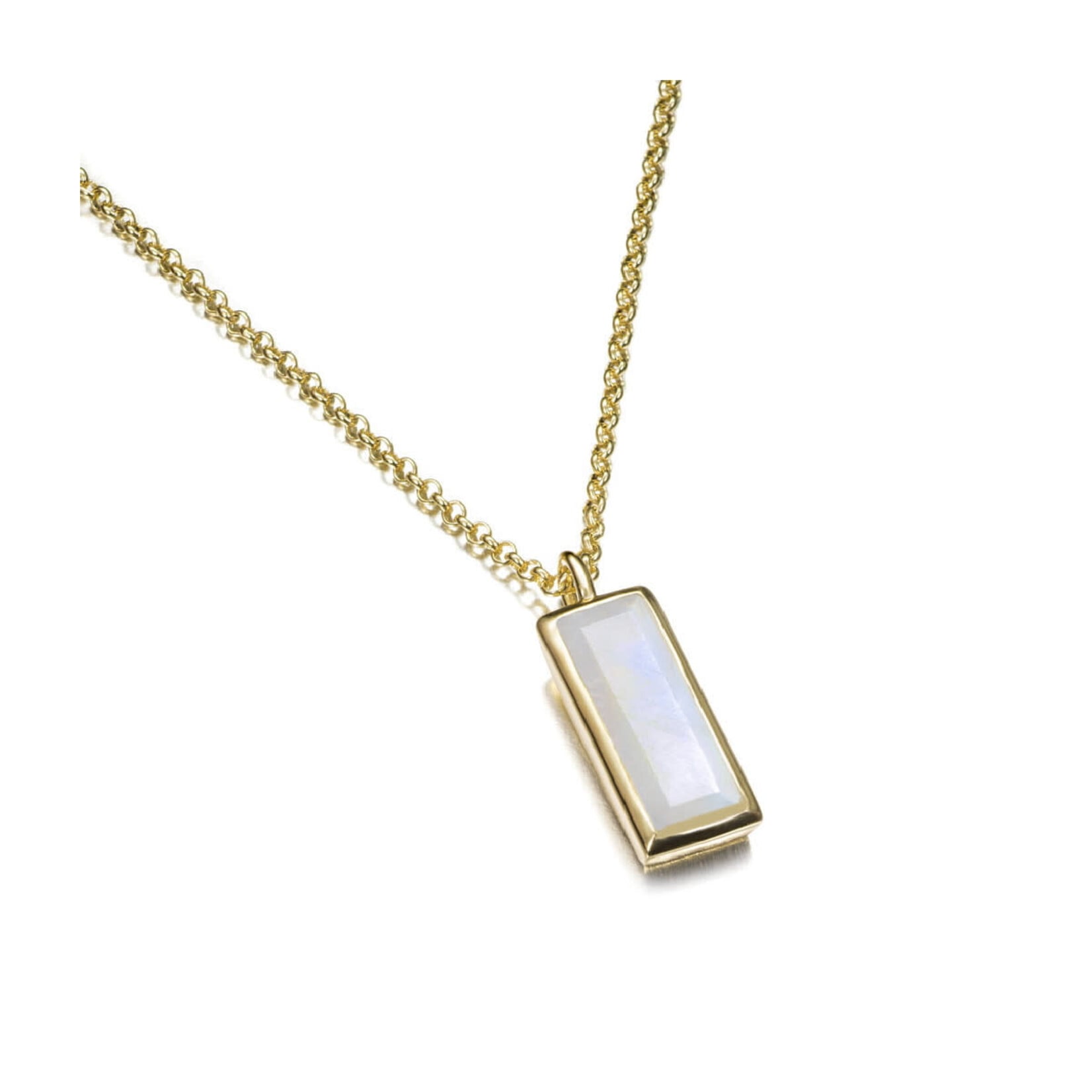 Rainbow Moonstone Pendant in Sterling Silver with 18KY Vermeil