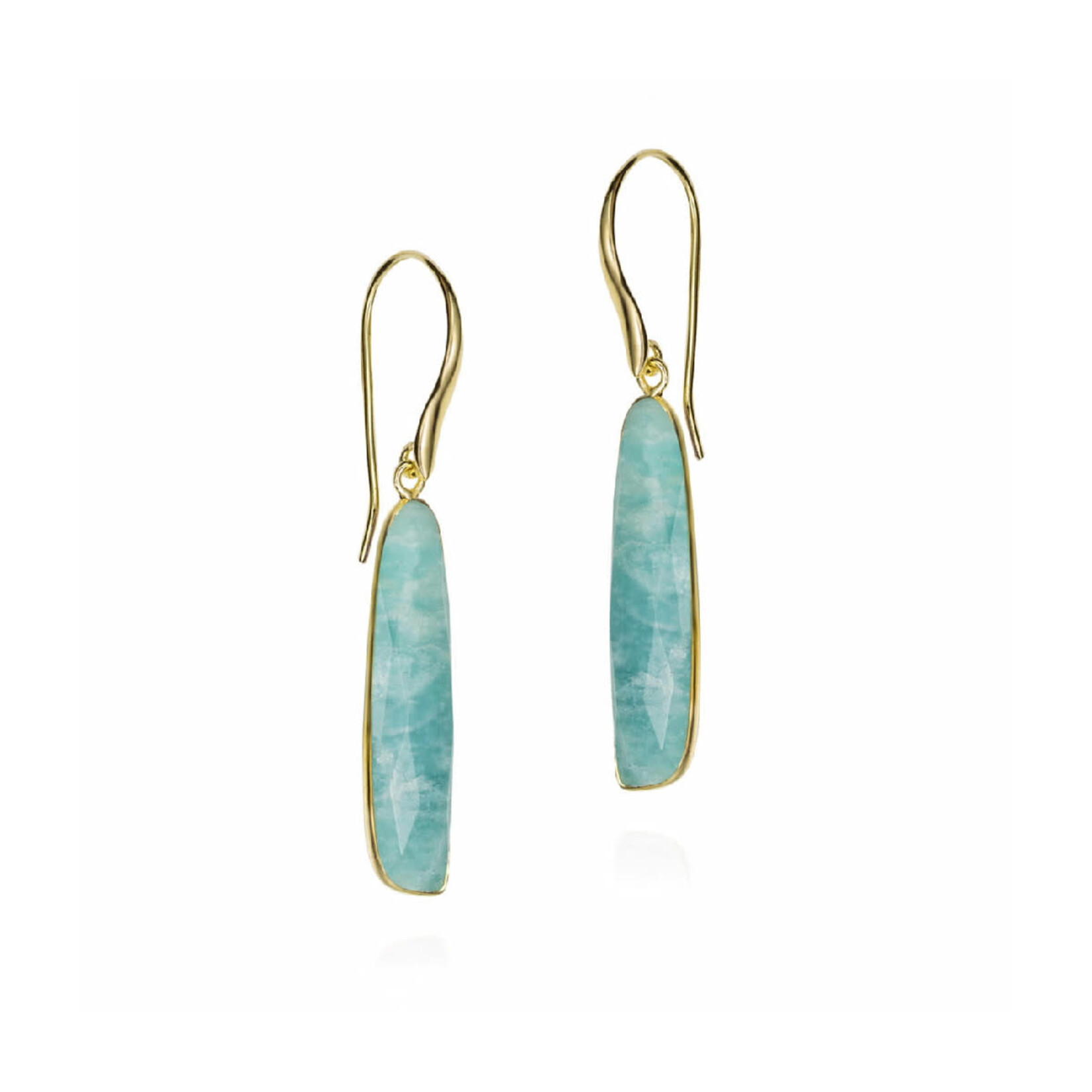 Hook earrings with Amazonite in Sterling Silver with 18KY Vermeil