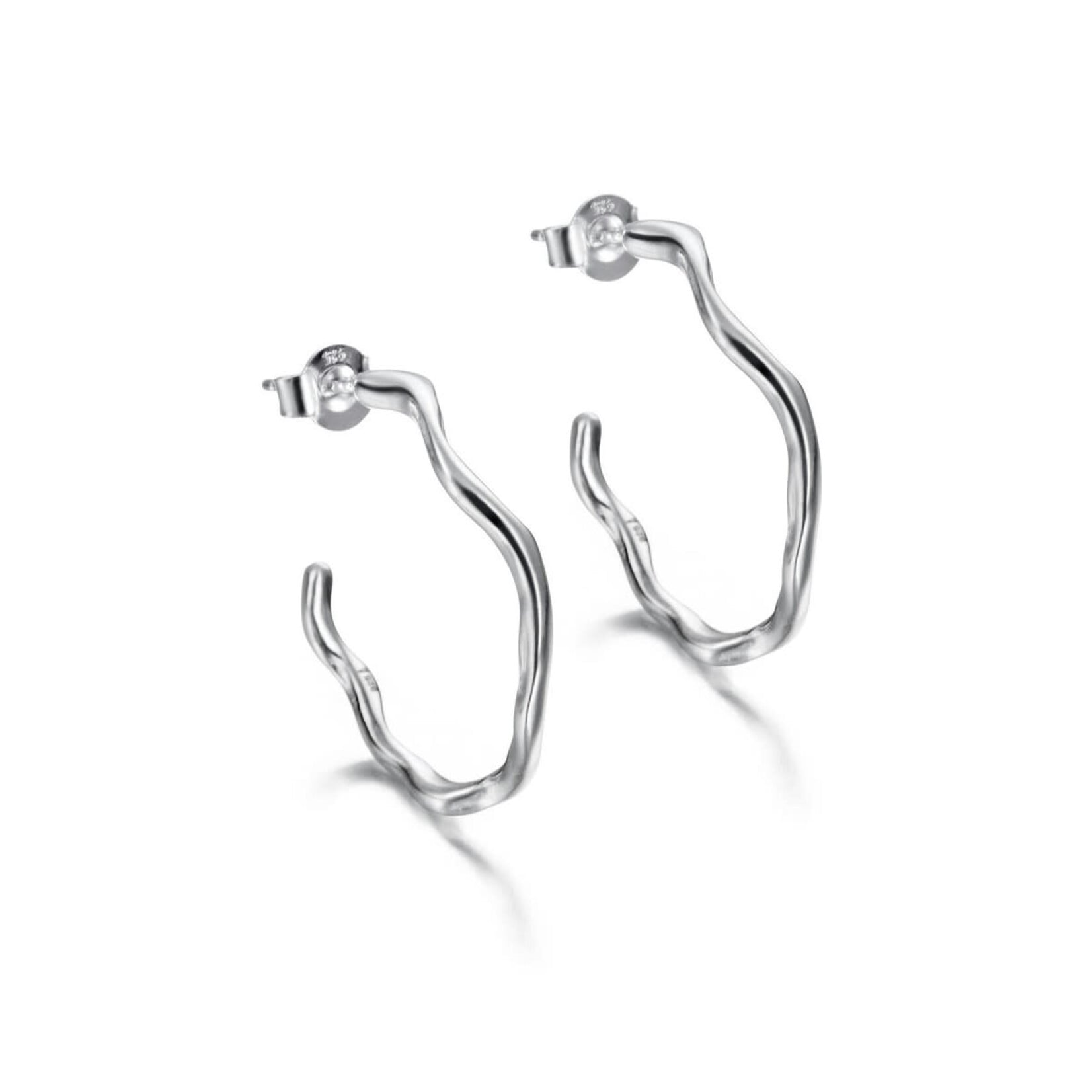 Irregular Hoop Earrings in Sterling Silver 925