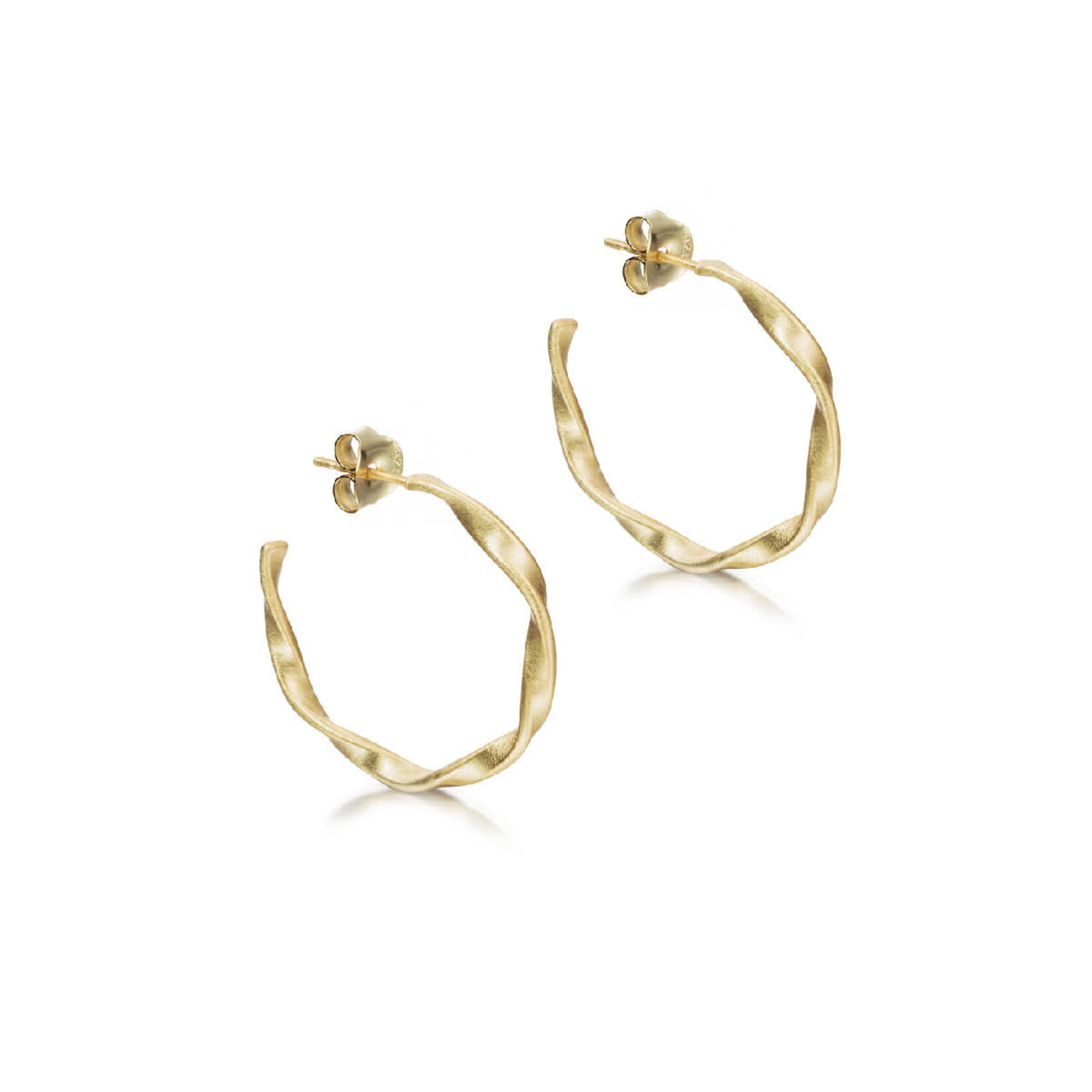 Spiral Hoop Earrings in Sterling Silver with 18KY Vermeil